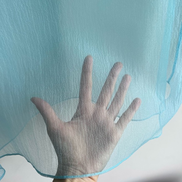 Cynthia Rowley one of a kind light blue sheer long sleeve organza mock neck top - Picture 4 of 6